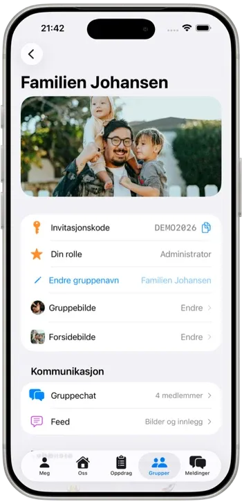 Group setup screen